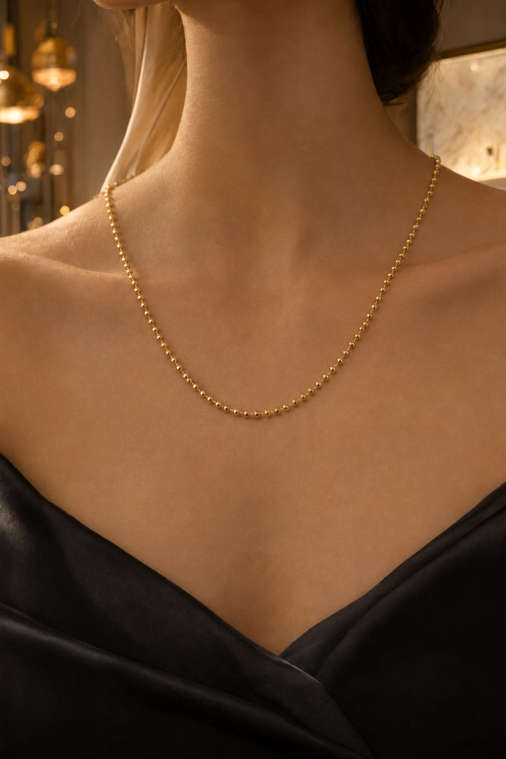 Minimal Top Altın Kaplama Kolye